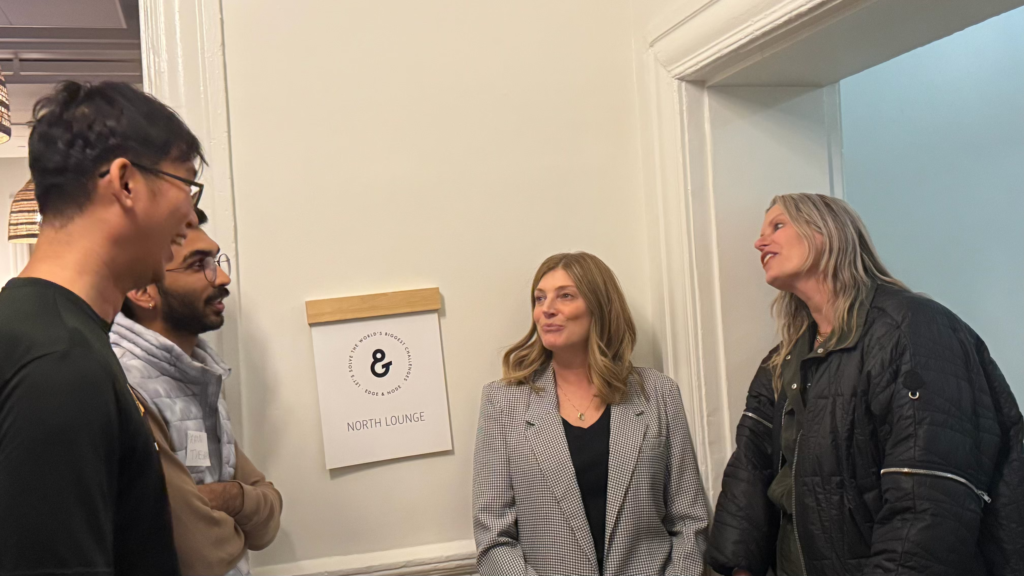 Trisha and Noelle speaking with Agroverse team